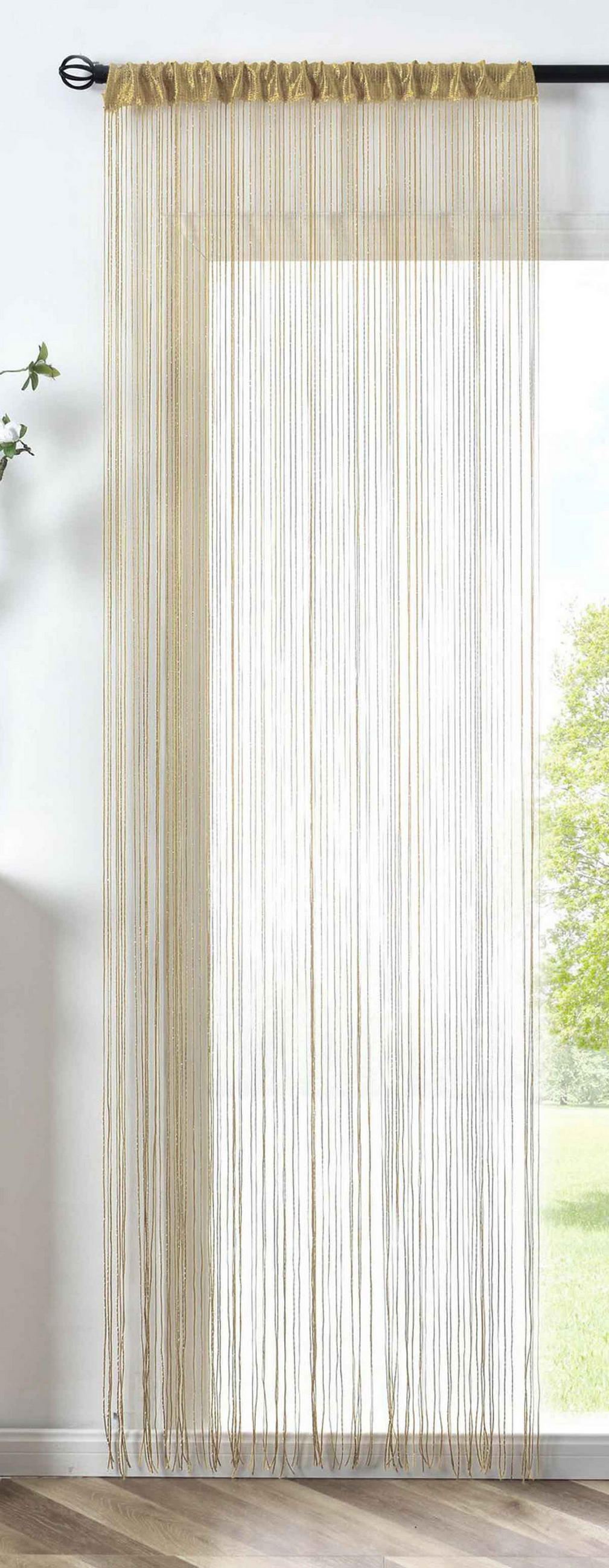 FADENGARDINE Shanghai HxB 230x100 cm Sand Lurex - Sandfarben, Textil (100/230cm) - Gardinenbox