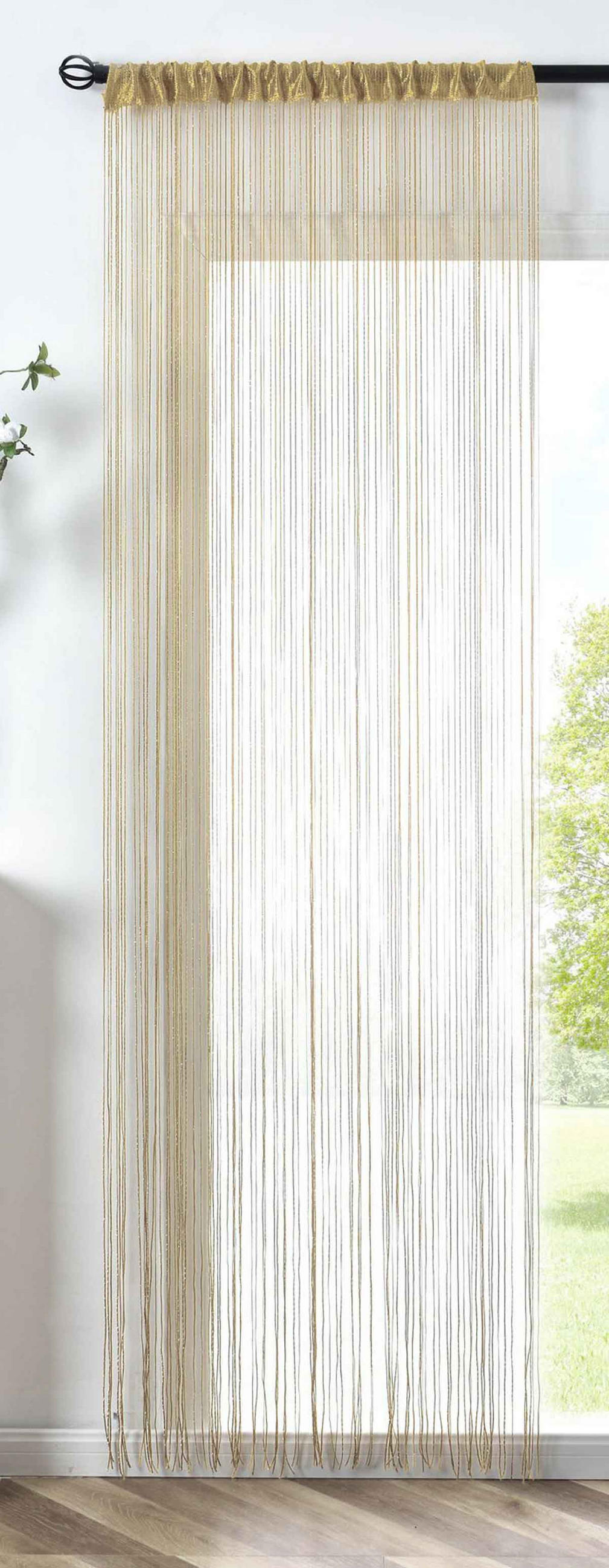 FADENGARDINE Shanghai HxB 230x100 cm Sand Lurex - Sandfarben, Textil (100/230cm) - Gardinenbox