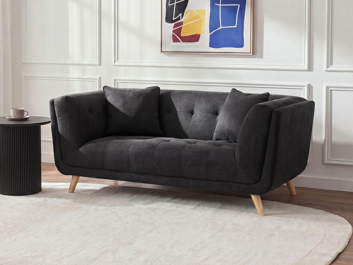 POHOVKA 2-místná Látka Černá Habo - světle hnědá, textil (176/78/72cm) - Beliani