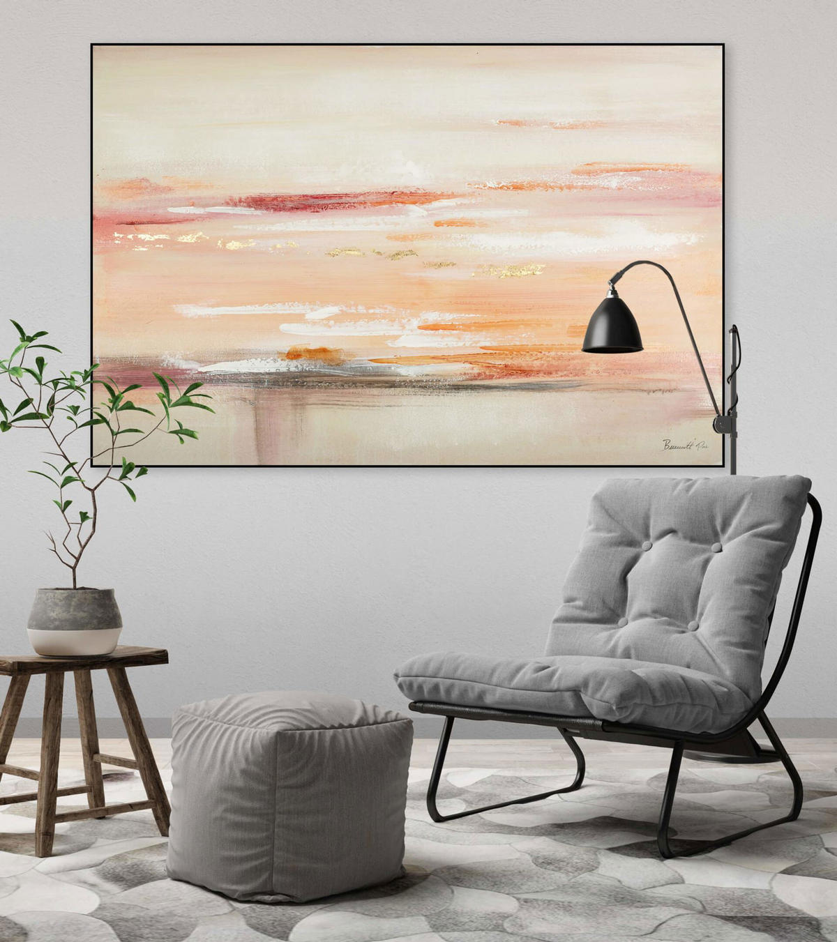 ÖLGEMÄLDE 120/80 cm - Beige/Orange, Holz/Textil (2.2/80cm) - KUNSTLOFT