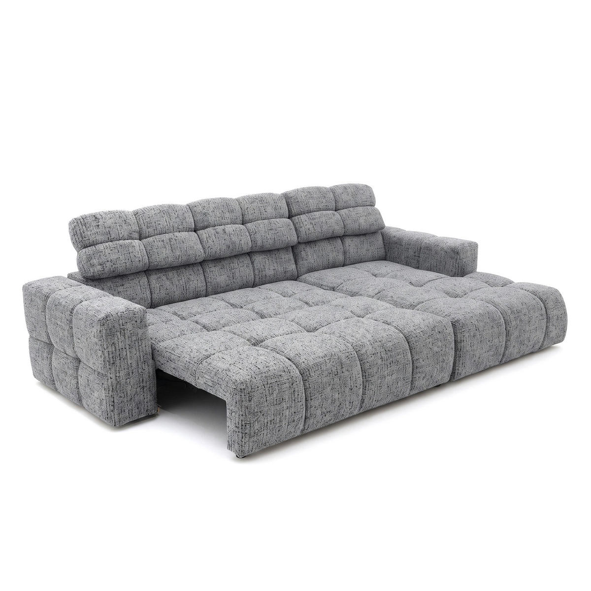 ECKSOFA TENDER Rechts mit Schlaffunktion und Verstellbare Kopfstützen, Chenille grau - Schwarz/Grau, Holz/Kunststoff (176/315cm) - Muffo