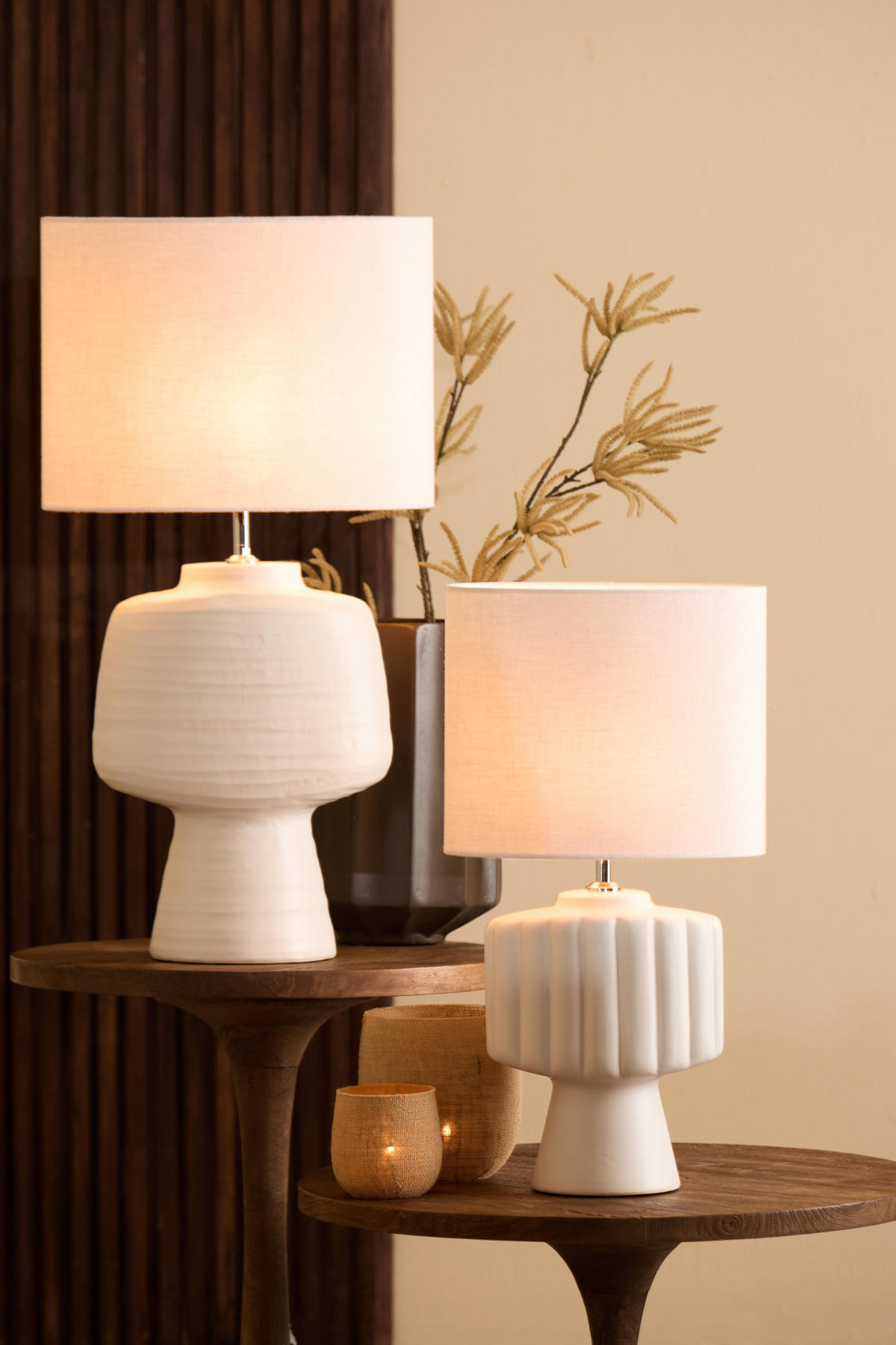 LAMPENFUSS Gandoro Weiß Ø29,5/49 cm - Weiß, Keramik (29.5/18.5/49cm) - Light & Living