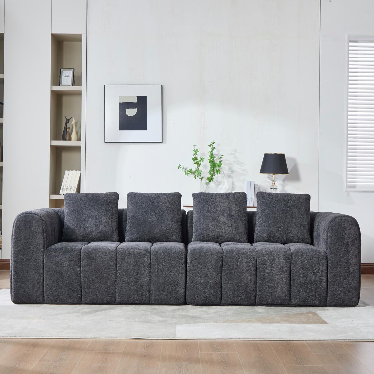 3-SITZER SOFA Samt Dunkelgrau - Dunkelgrau, Textil (160/70/94.5cm) - WISHDOR