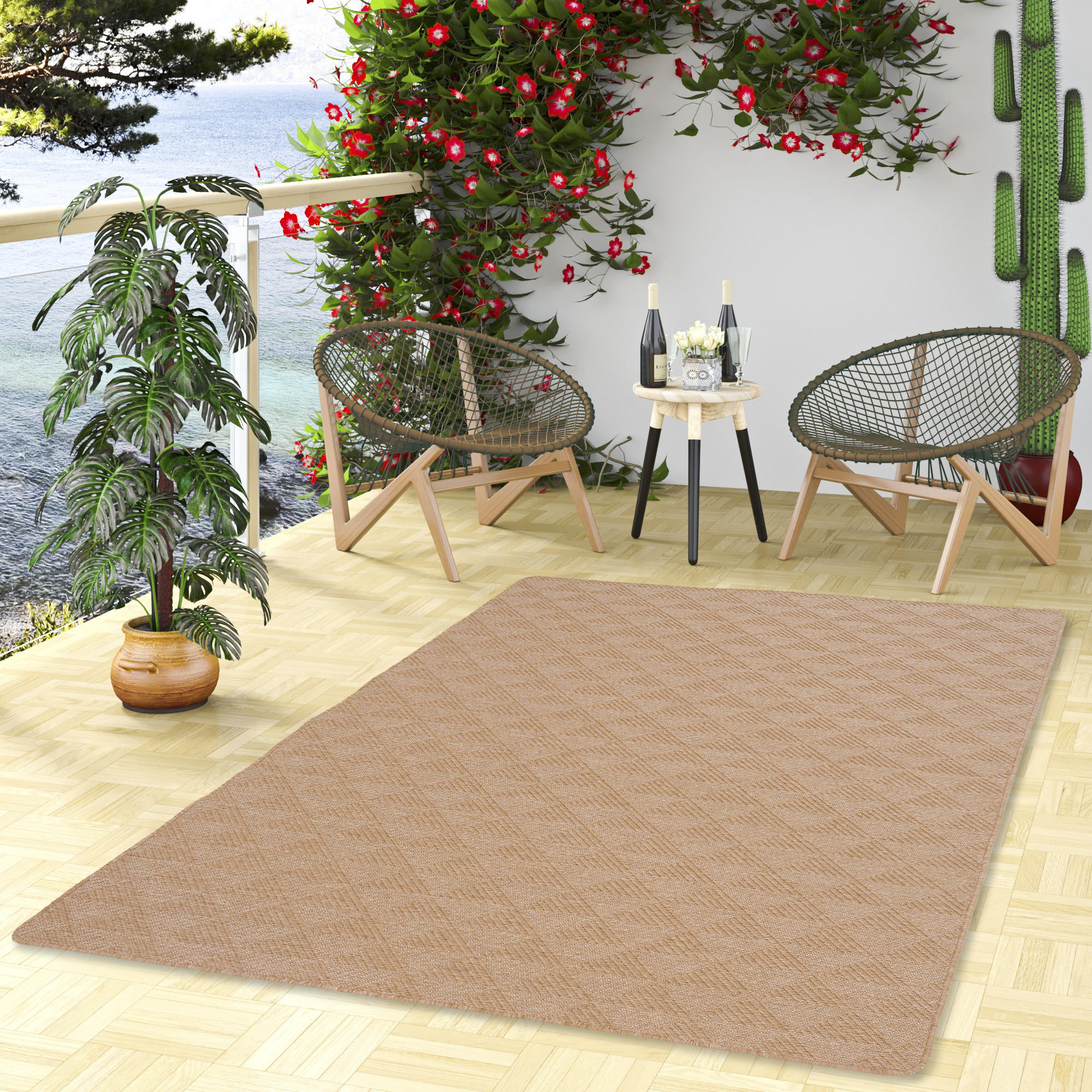 IN- UND OUTDOOR TEPPICH BEIDSEITIG NEWPORT MODERN - Nussbaumfarben, Textil (200/300cm) - Snapstyle