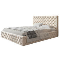 POLSTERBETT MIAMI SLIM, 140 x 200 cm mit Bettkasten und Lattenrost aus Holz, Farbe: Beige, Velourestoff - Beige, Holz/Kunststoff (140/200cm) - Alpi-Möbel