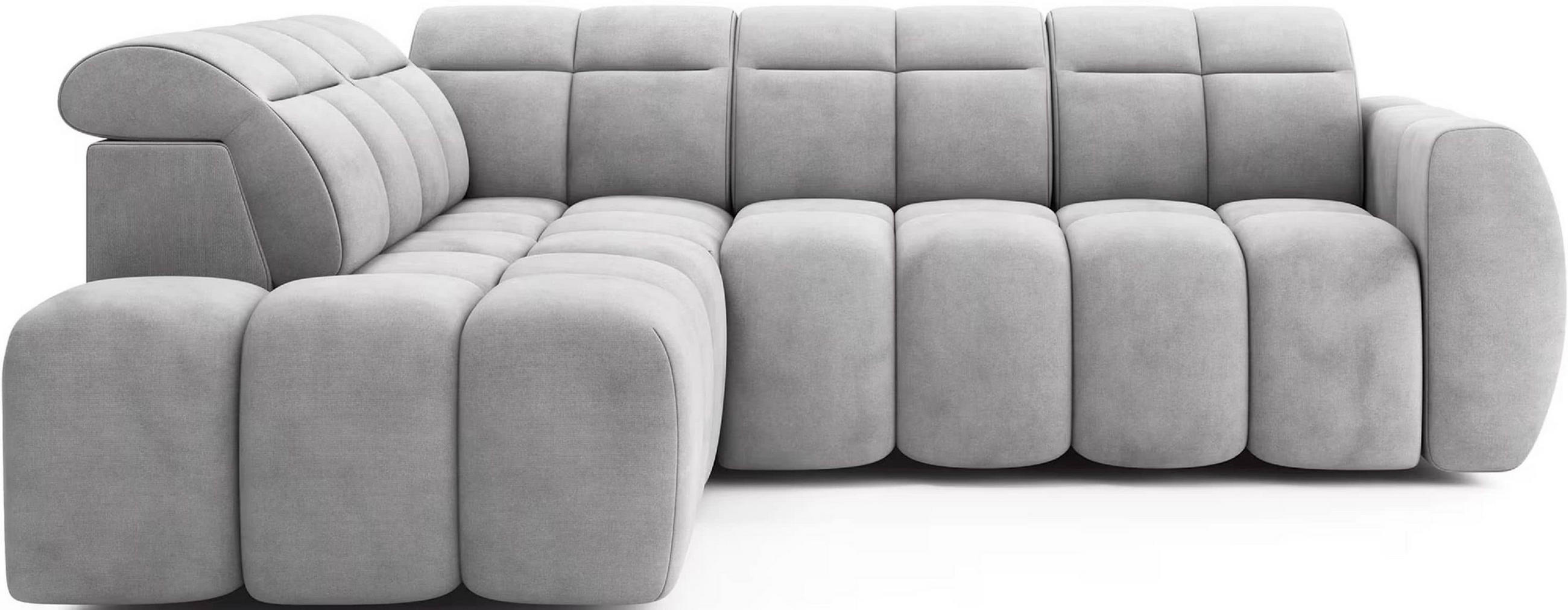 ECKSOFA mit elektrischem Sitzvorschub, Bettkasten und verstellbare Kopflehnen - Grau, Naturmaterialien/Textil (258/208cm) - Eltap