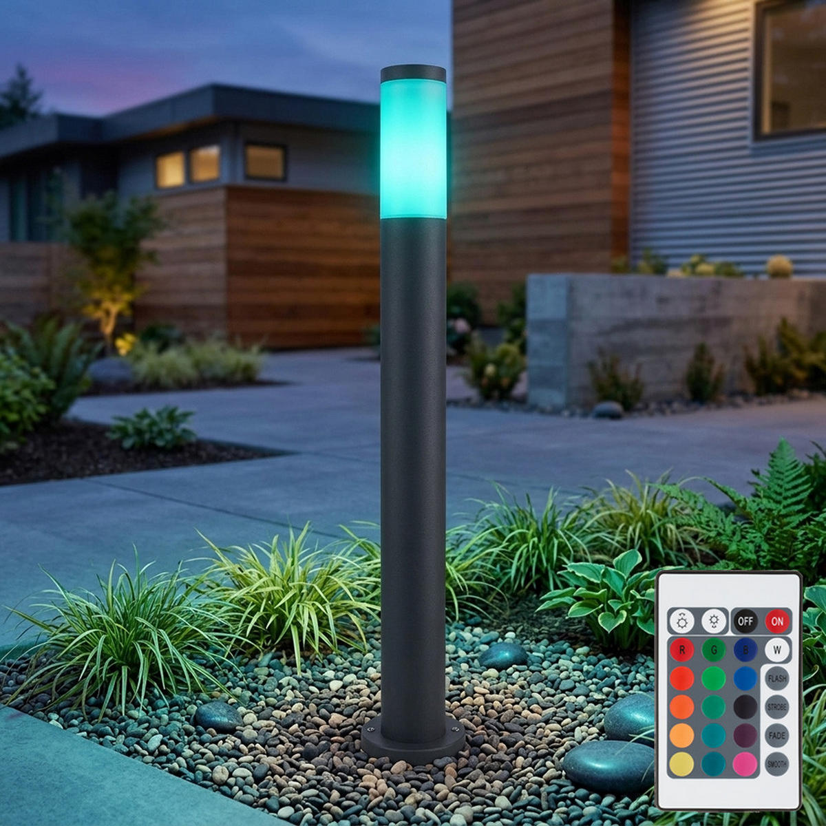LED STEHLEUCHTE Edelstahl Anthrazit - Anthrazit, Metall (7.6/11/80cm) - Globo Lighting