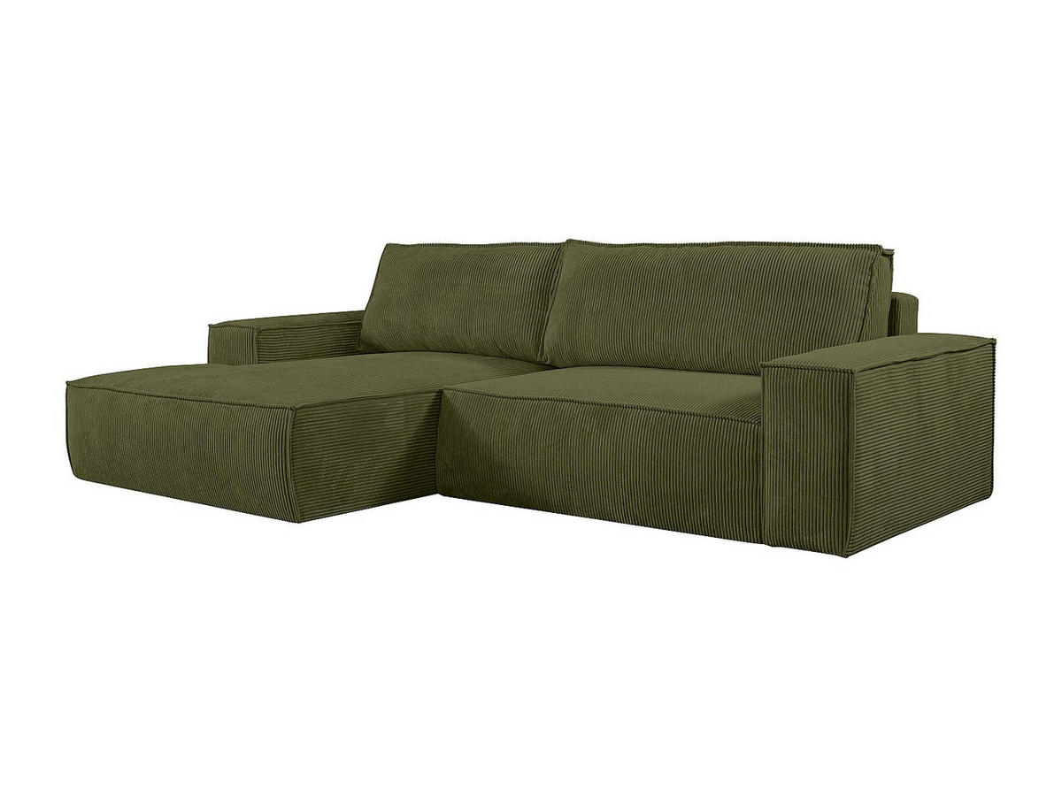 SCHLAFSOFA - 4 Personen - Samt, Stoff - Khaki - - Olivgrün, Textil (267/85/167cm) - Vente-Unique