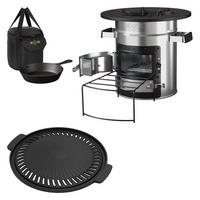 RAKETENOFEN MIT GRILLPFANNE - Hellgrau, Metall (18/30/23cm) - BBQ Boss