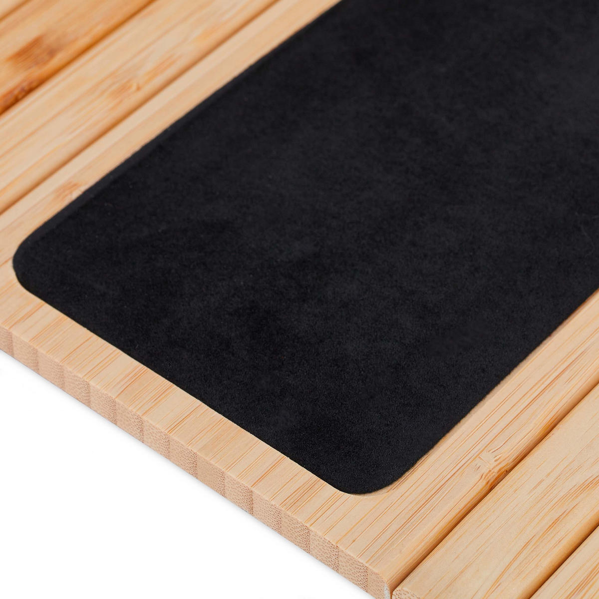 ARMLEHNENTABLETT Natur Schwarz Bambus klappbar - Multicolor, Holz/Textil (42/1/34cm) - Relaxdays