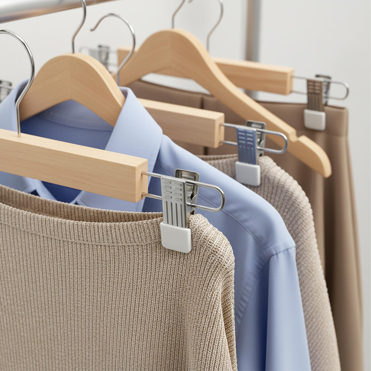 VĚŠÁK kalhoty - světle hnědá, kov/dřevo (36/12/1.2cm) - Relaxdays