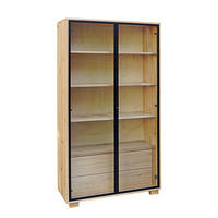HOLZ-VITRINE 2 Schubladen und 4 Regale MERIS I - Eichefarben, Holz (100/205/45cm) - Rawood Furniture
