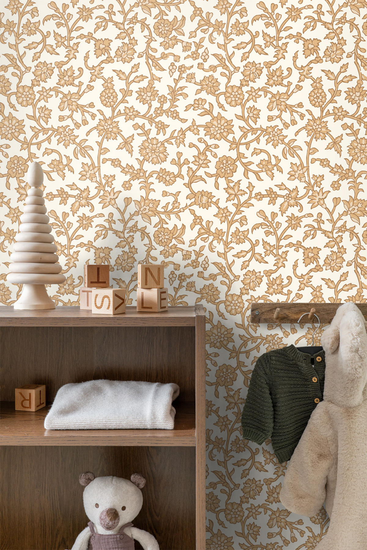 TAPETE Blumenmuster 50 x 900 cm - Braun, Papier (50/900cm) - ESTAhome