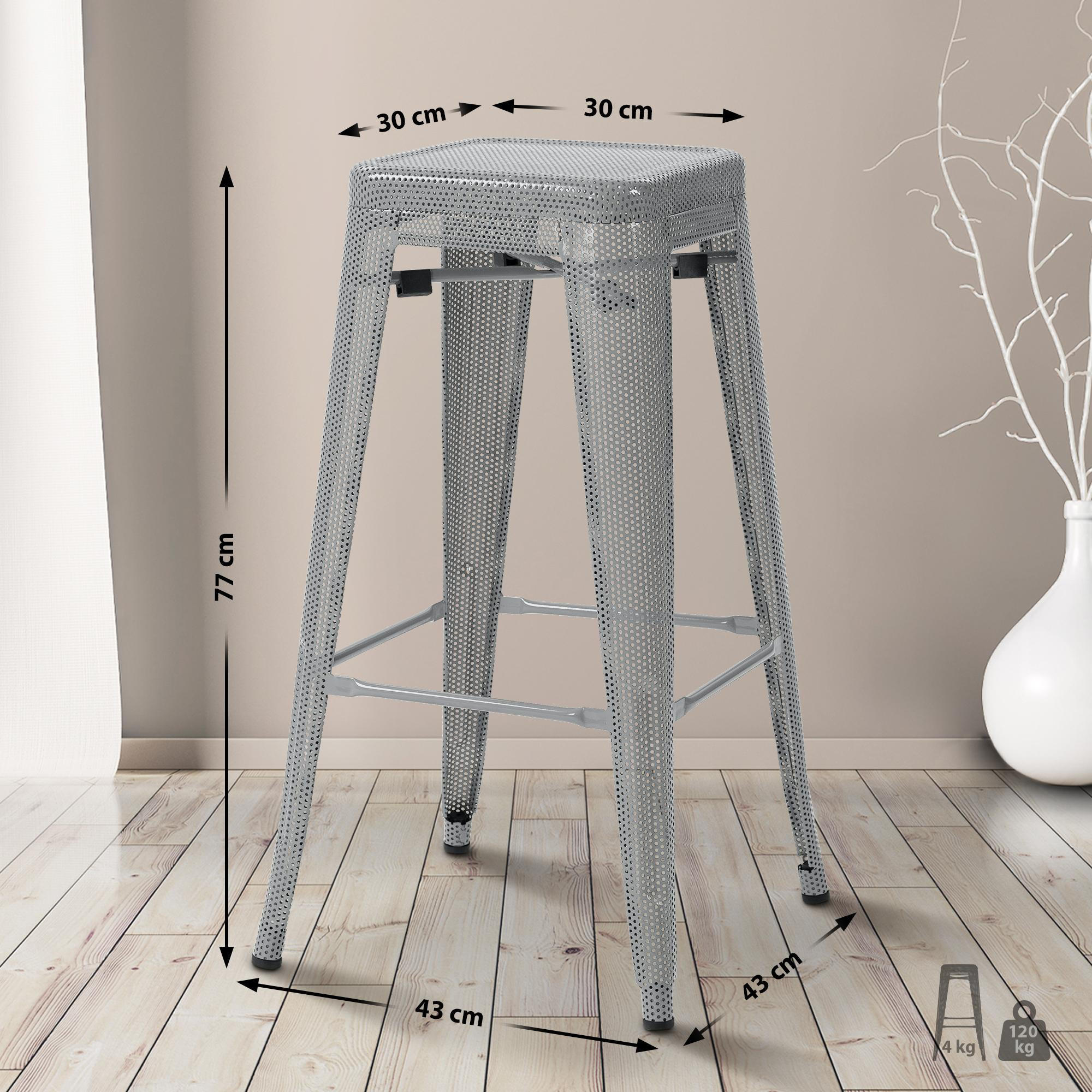 BARHOCKER SEOUL Silber Metall - Silberfarben, Metall (43/77/43cm) - DELUKE