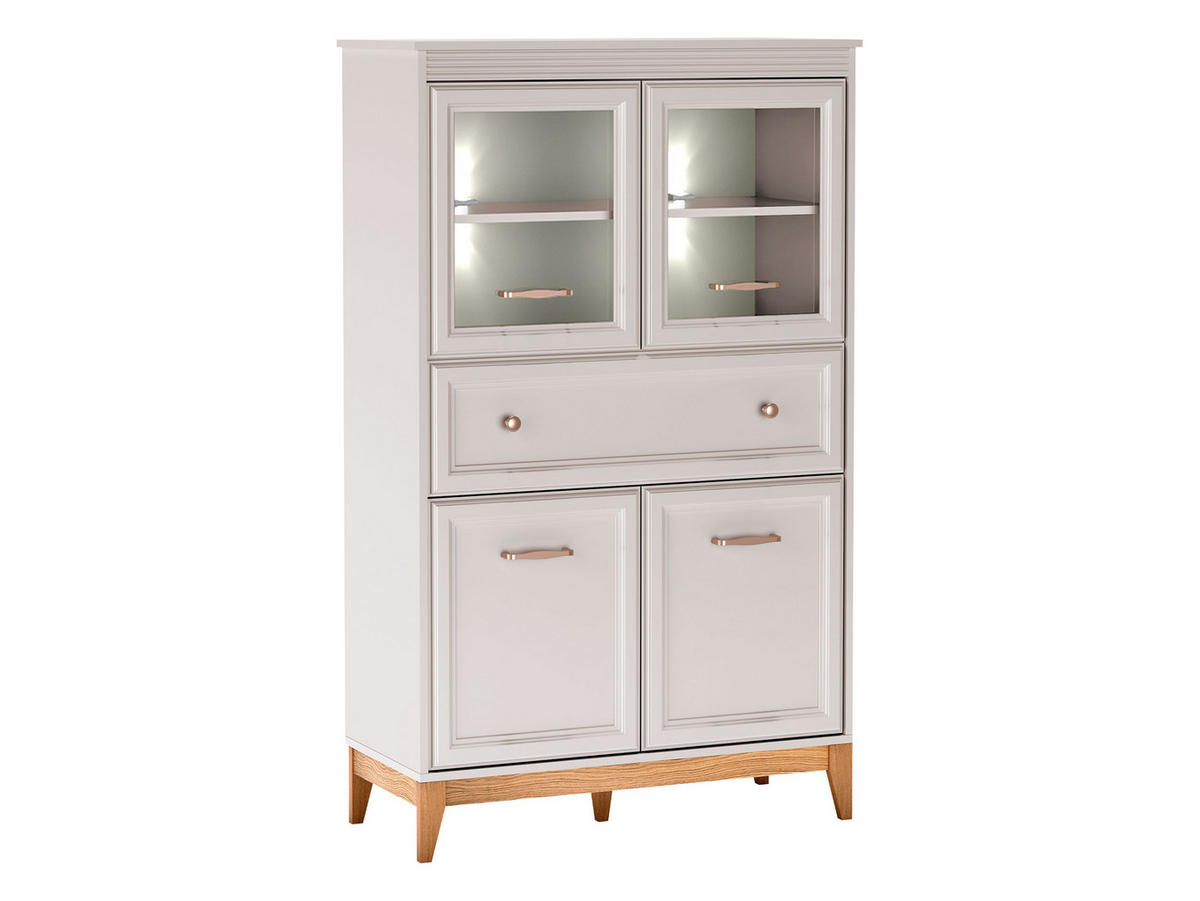 VITRINE Windsor W-05 mit Weißer LED-Beleuchtung - Kaschmir/Eichefarben, Holz/Holzwerkstoff (92/151/41cm) - MIRJAN24