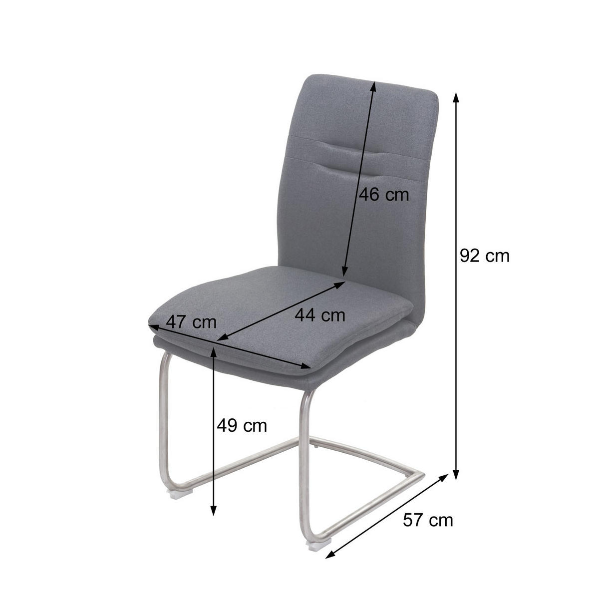 ESSZIMMERSTUHL Anthrazit 2er-Set - Anthrazit, Textil (47/92/57cm) - MCW