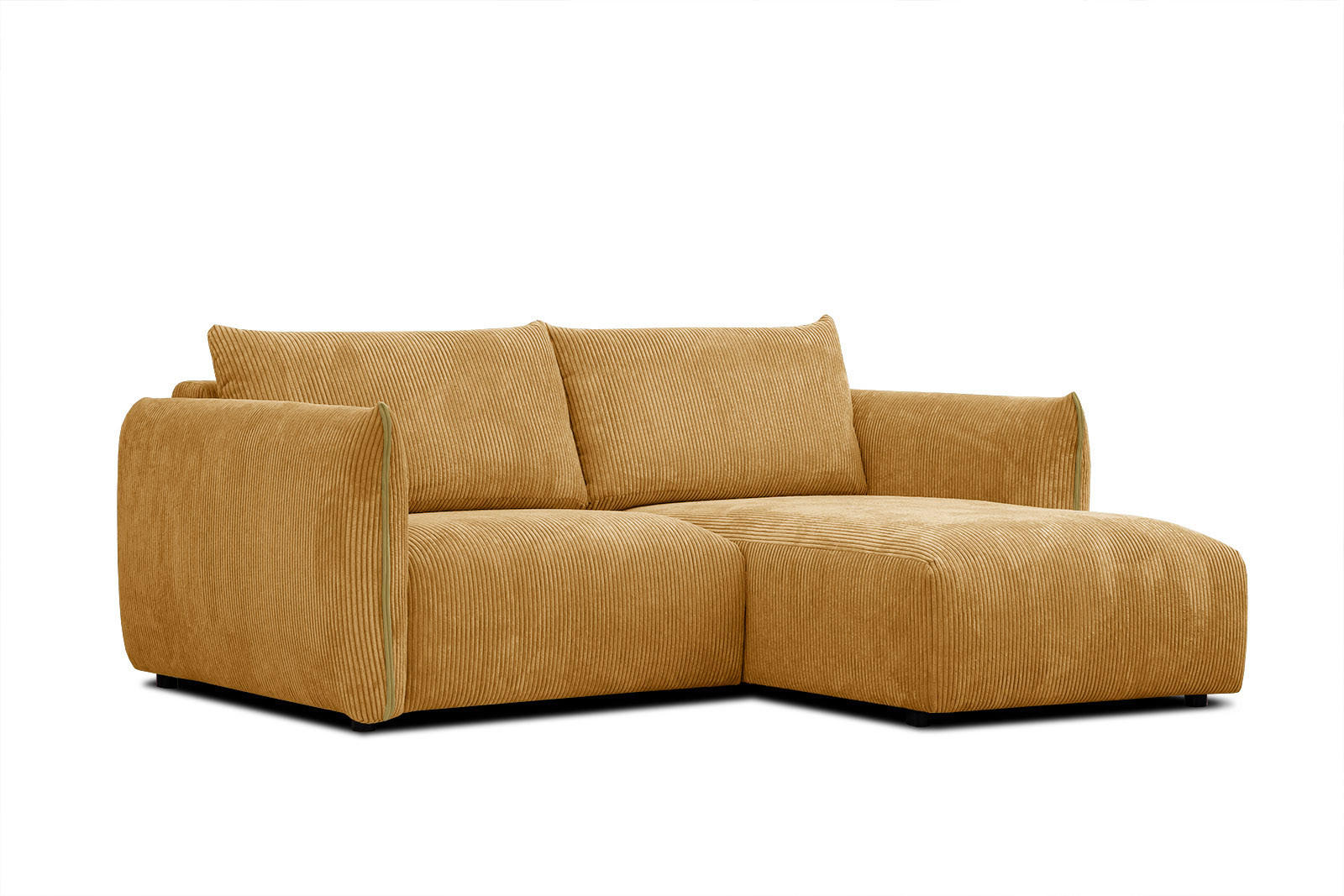 ECKSOFA TAUER 3-Sitzer, honig - Schwarz/Honig, Holzwerkstoff/Kunststoff (206/173cm) - Courtois Laville