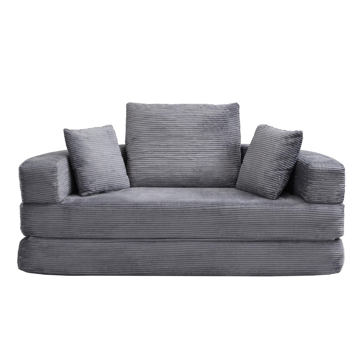 SCHLAFSOFA Loungesofa,Relaxsessel mit Schlaffunktion,klappbar,Cord,Grau - Grau, Textil (173/40/176cm) - LVHOM