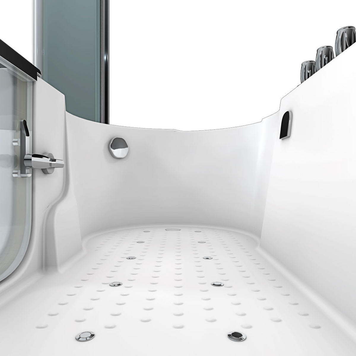 SENIORENDUSCHE Whirlpool mit Tür S12D-TH-AIR-R - Weiß, Glas/Kunststoff (170/200/85cm) - AcquaVapore by Sandra Jentho