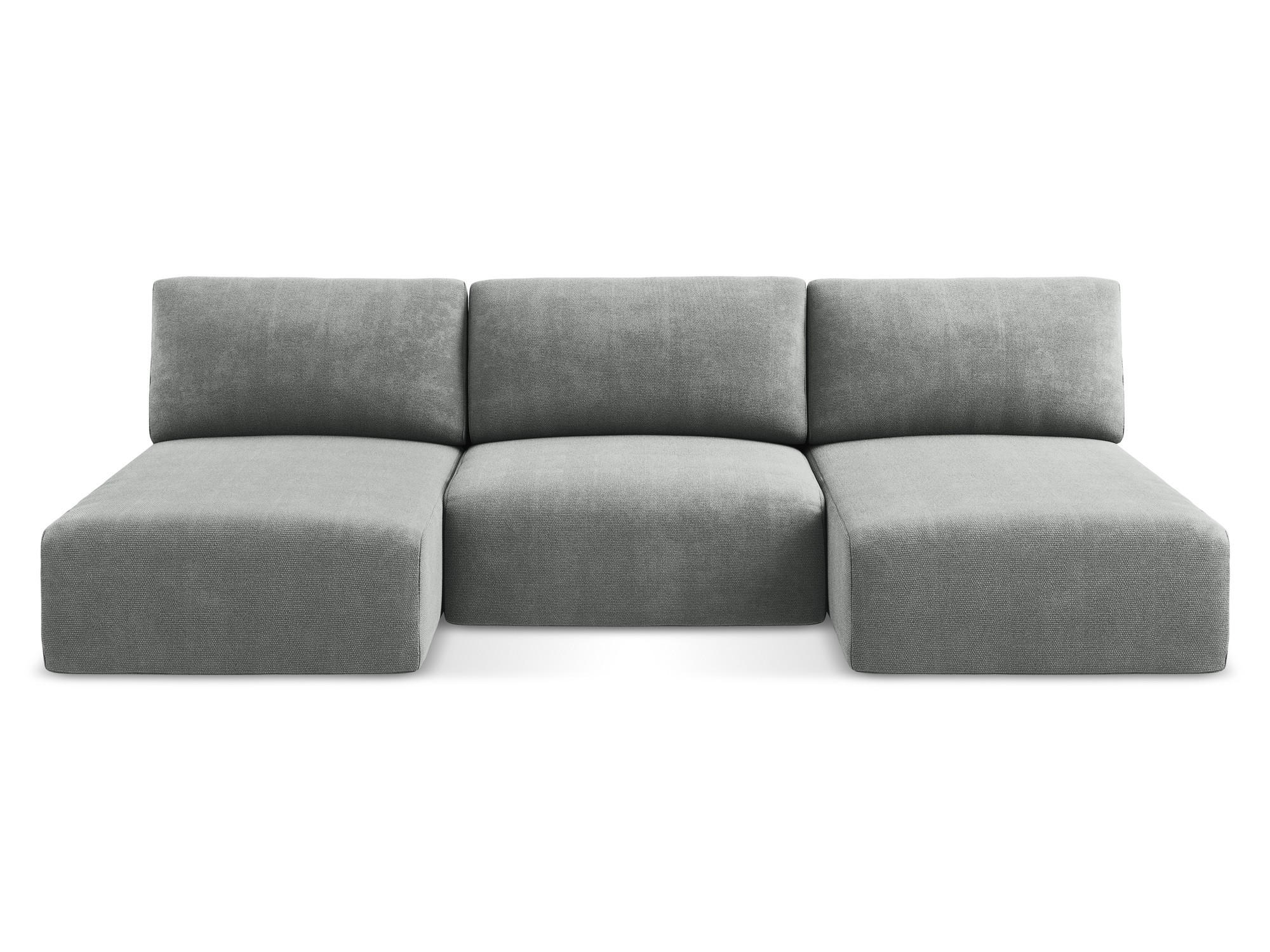 WOHNLANDSCHAFT Chenille Stoff Grau - Blau/Schwarz, Kunststoff/Textil (304/79/149cm) - Makamii