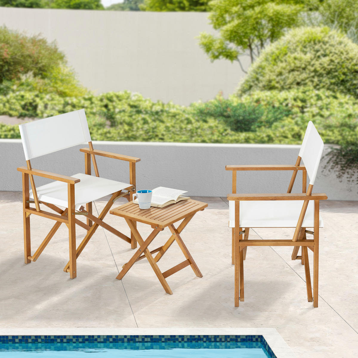 BISTRO-SET 3 TLG. Capistrello - Naturfarben/Weiß, Holz/Textil - casa.pro