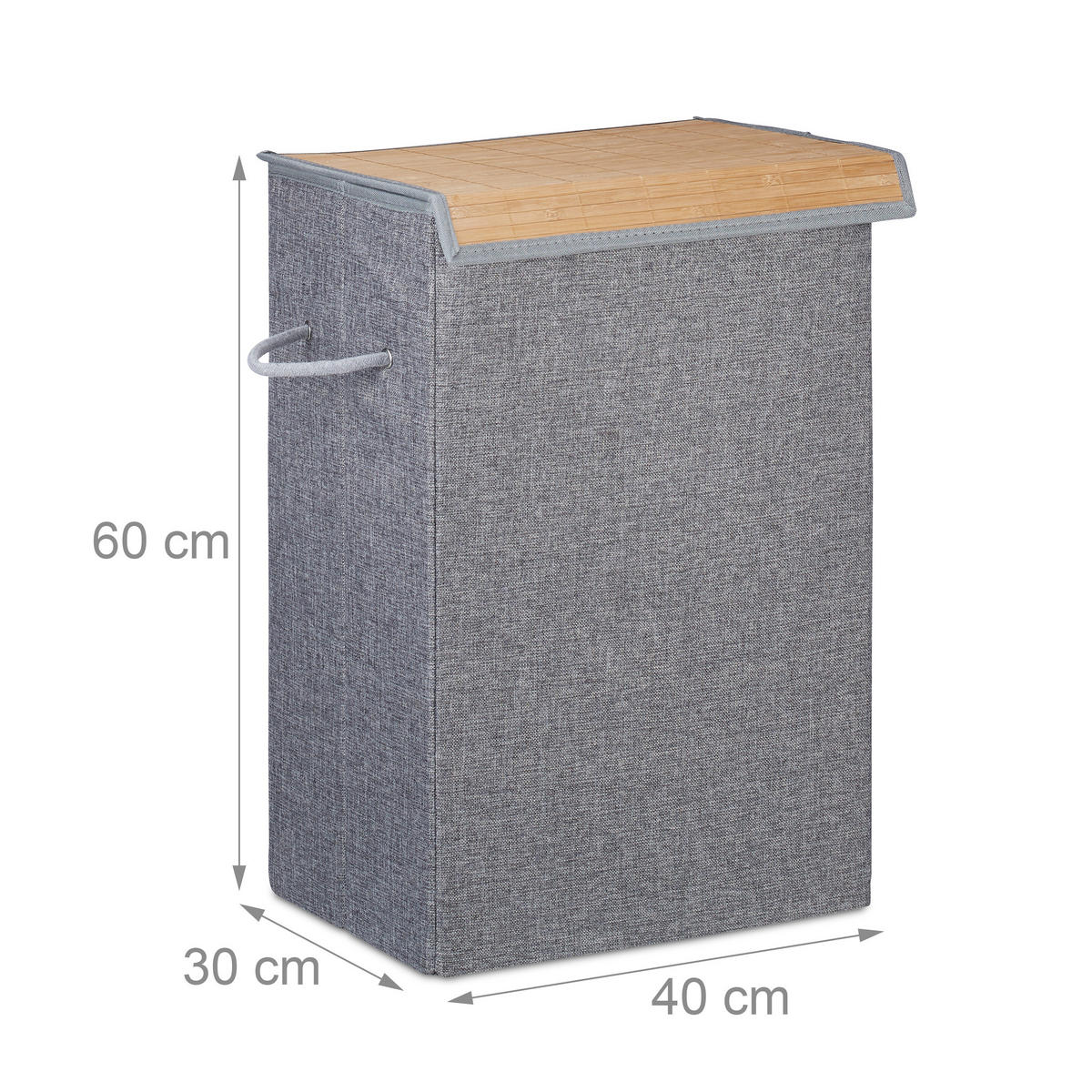 WÄSCHEKORB - Grau, Holz/Textil (40/60/30cm) - Relaxdays