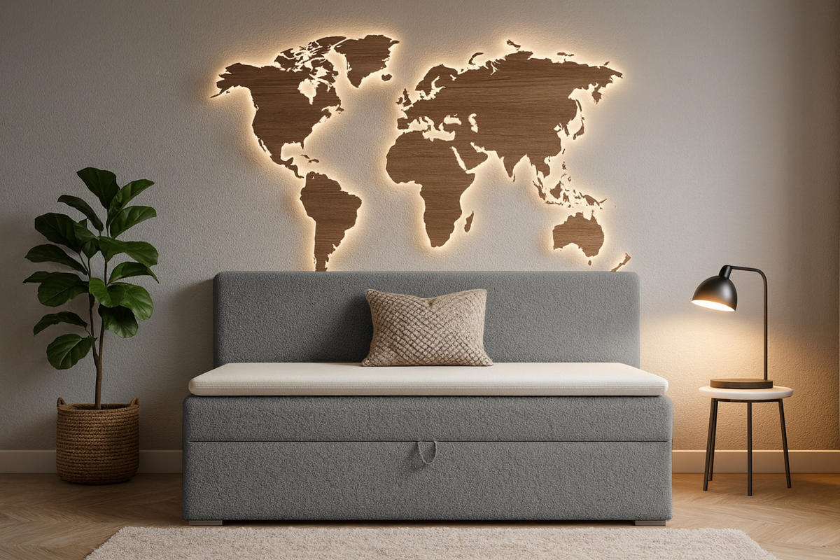 BOXBETT PAOLO 100/200 Boucle Dunkelgrau mit Taschen-Federkernmatratze H4 - Dunkelgrau, Holz/Holzwerkstoff (100/200cm) - Deine Möbel 24