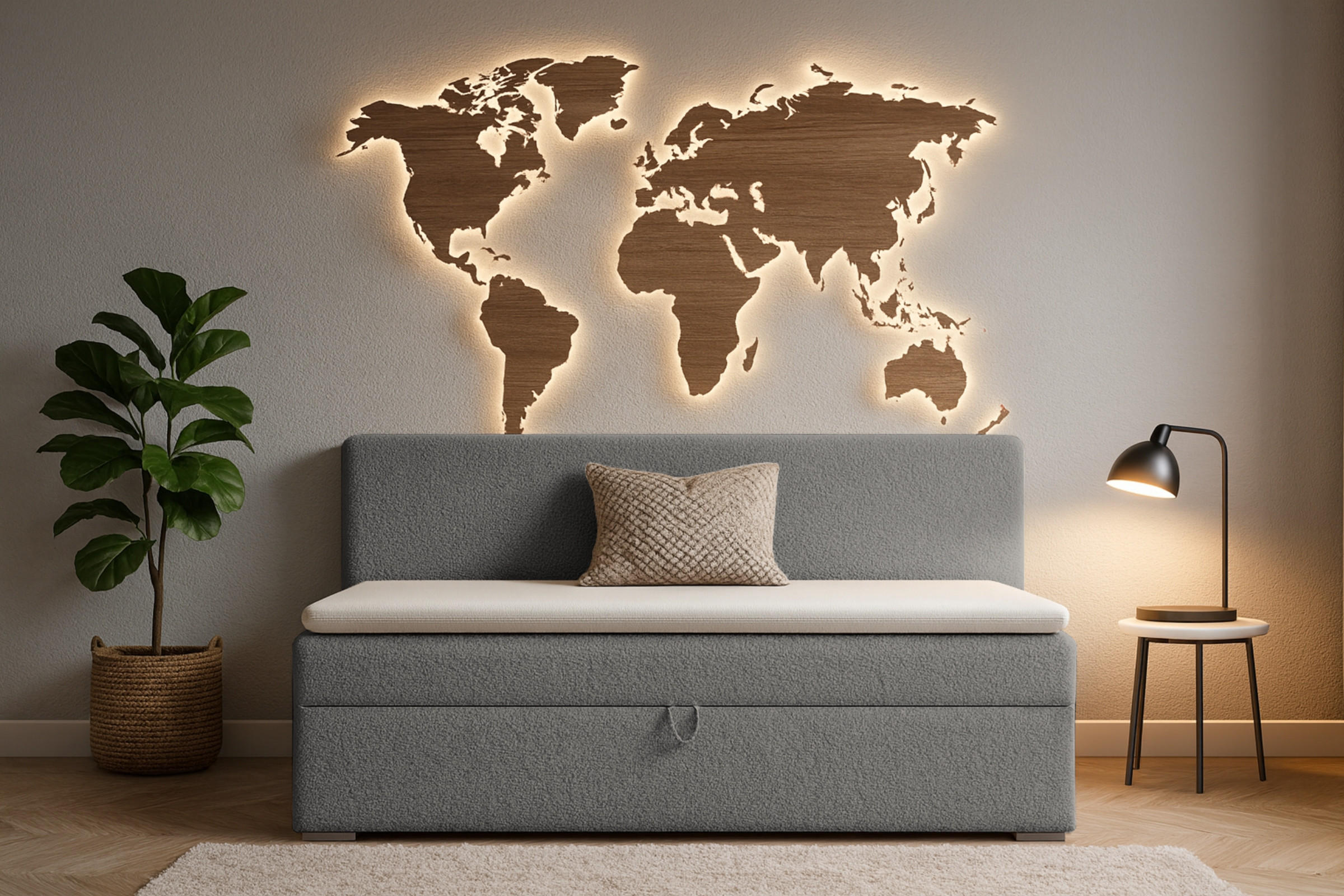 Thumbnail - Deine Möbel 24 Boxbett, Dunkelgrau, Holz, Holzwerkstoff, Textil, H4, 100x200 cm, Schlafzimmer, Betten, Boxspringbetten