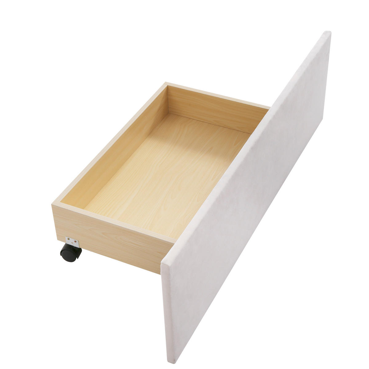 KINDEREINZELBETTEN aus Samtstoff 90x200 cm in Beige mit Schublade & Lattenrost - Beige, Textil (90/200cm) - Modfu