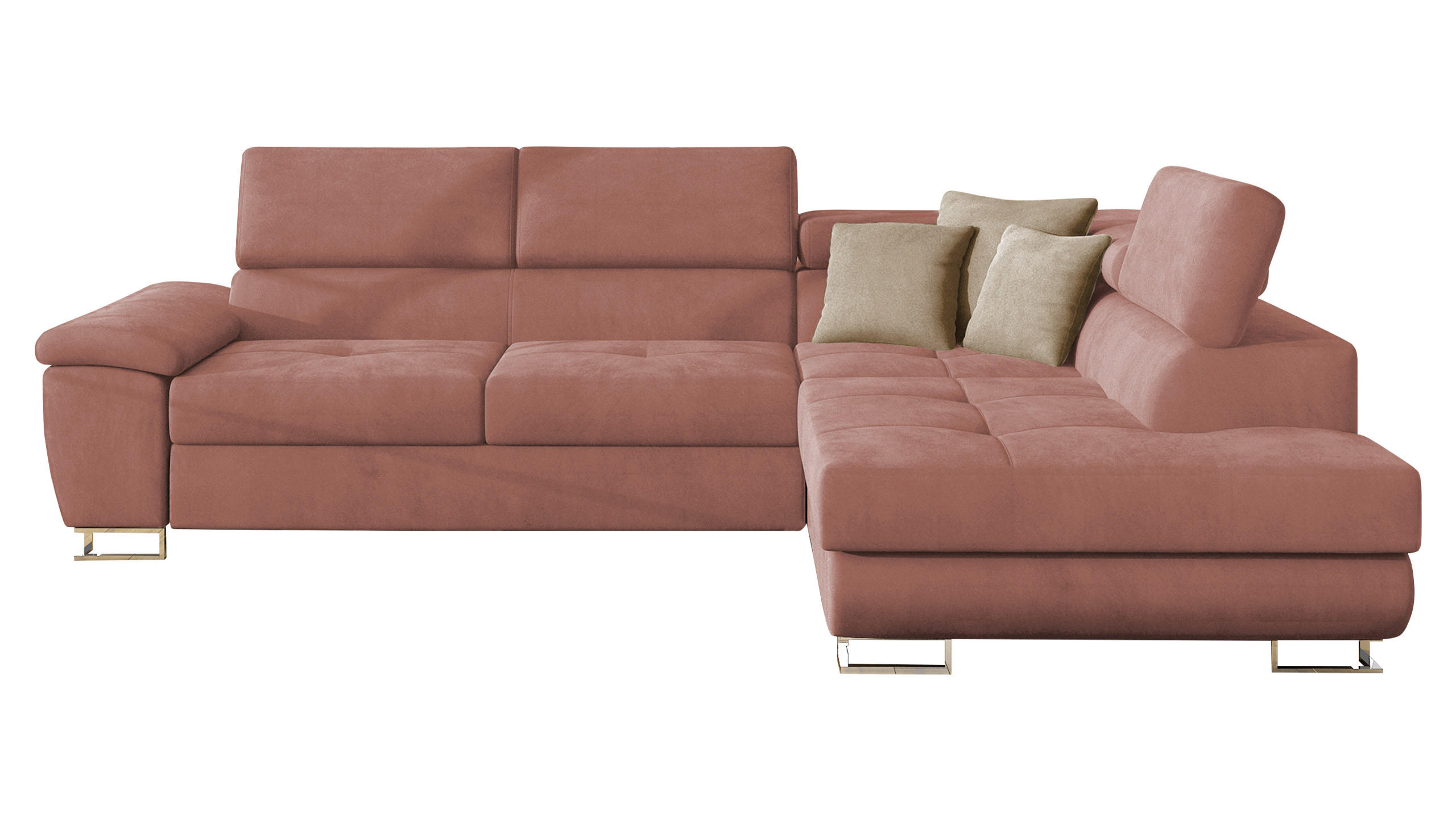 ECKSOFA Cotere, Seite: Rechts - Rosa, Holz/Textil (270/202cm) - MIRJAN24