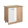 ECKUNTERSCHRANK R-Line Weiß Hochglanz 86 cm, AP Eiche - Weiß Hochglanz/Eiche Wotan, Holzwerkstoff (86/81.6/60cm) - Vicco
