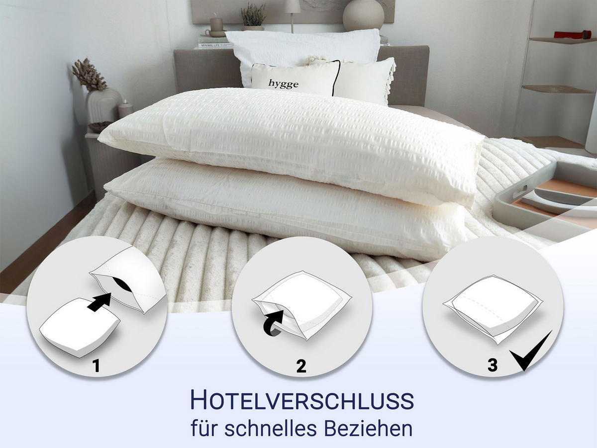 KISSENBEZUG, 2er-Set, 40x80 cm, 100% Baumwolle, Weiß - Weiß, Textil (40/80cm) - Zollner