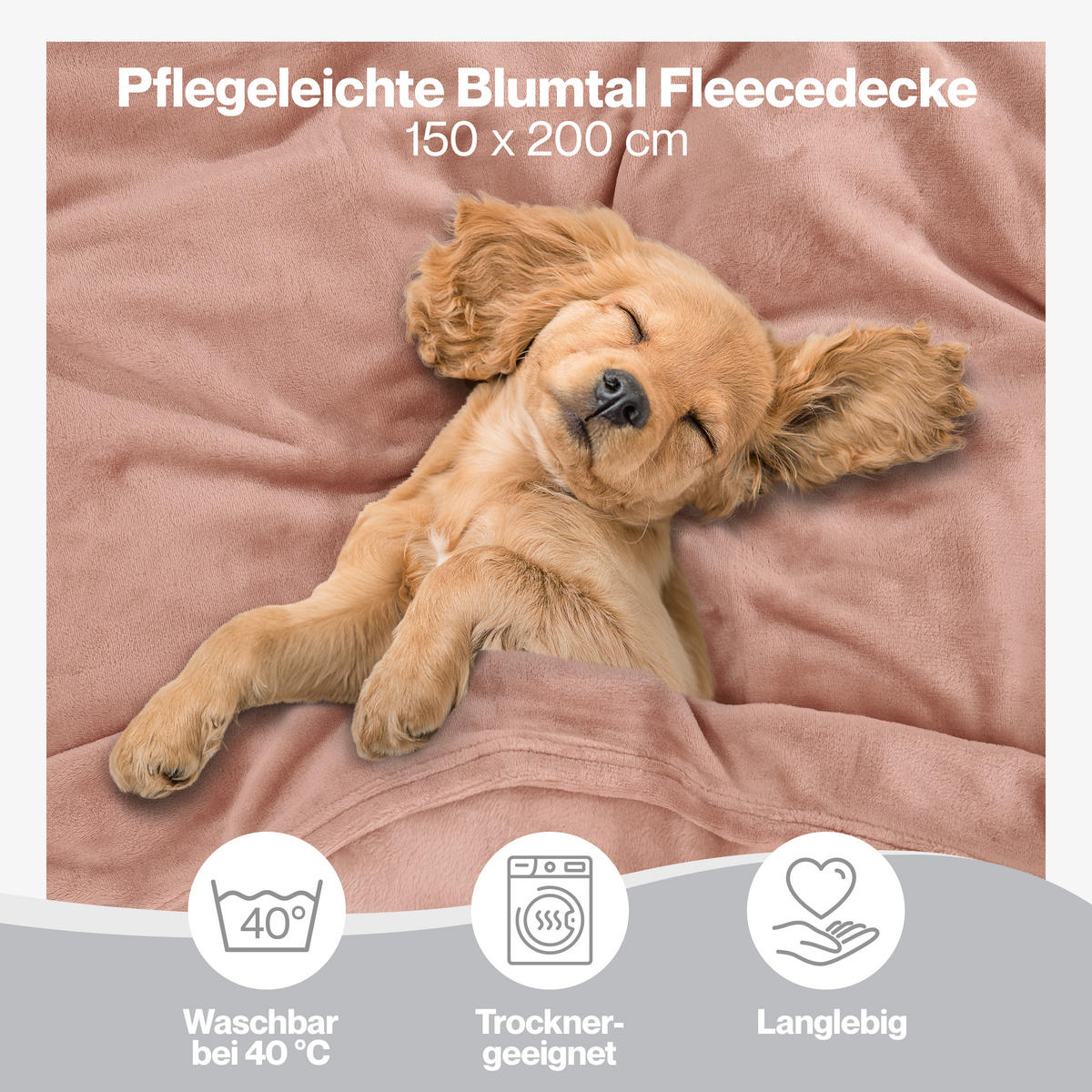 KUSCHELDECKE Anton 150/200 cm, Hellrosa - Hellrosa, Textil (150/200cm) - Blumtal