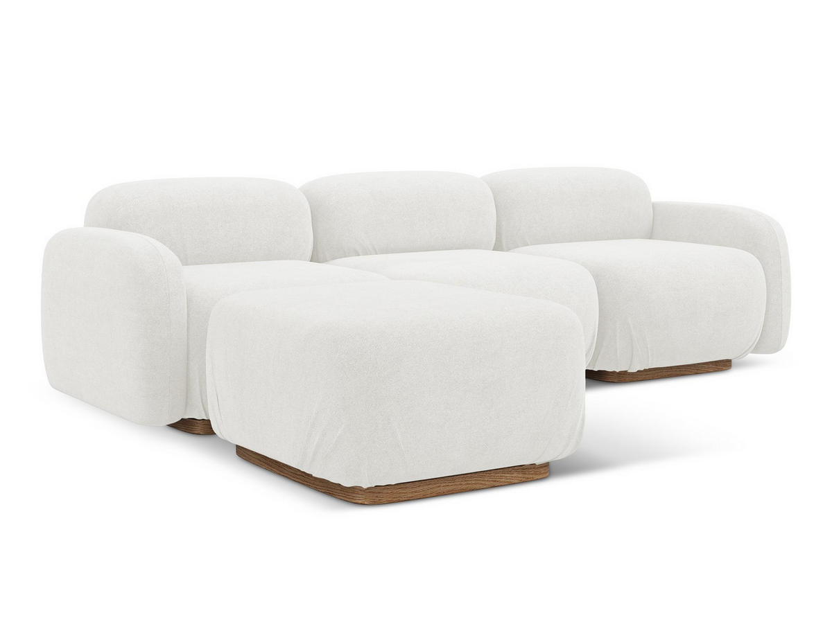 ECKSOFA Beidseitig Bouclé Stoff Weiß - Weiß/Braun, Holz/Textil (270/190cm) - Makamii