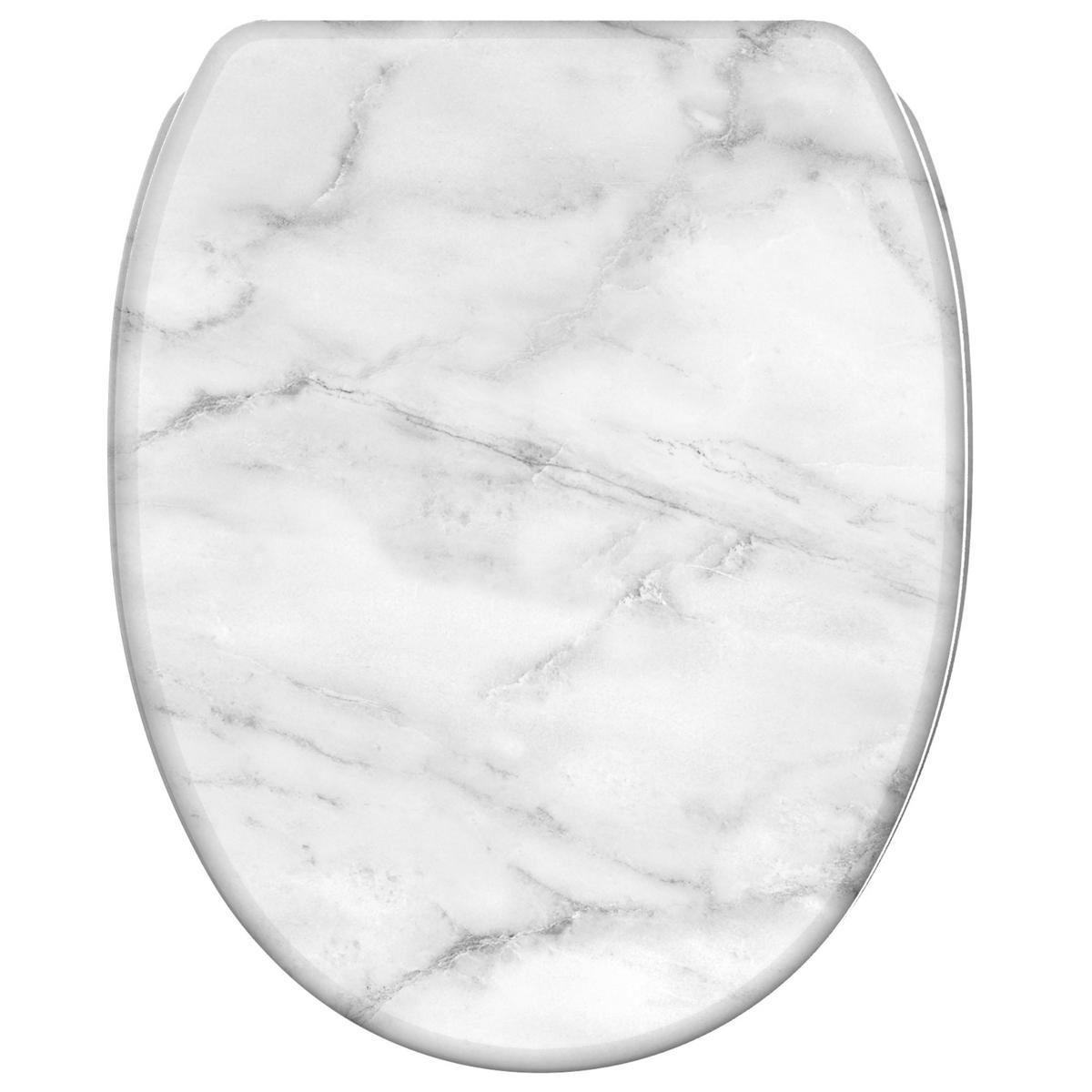 WC-SITZ mit Absenkautomatik & Top Fix Marmor - Grau, Holzwerkstoff (37.7/5.5/48cm) - Sanilo