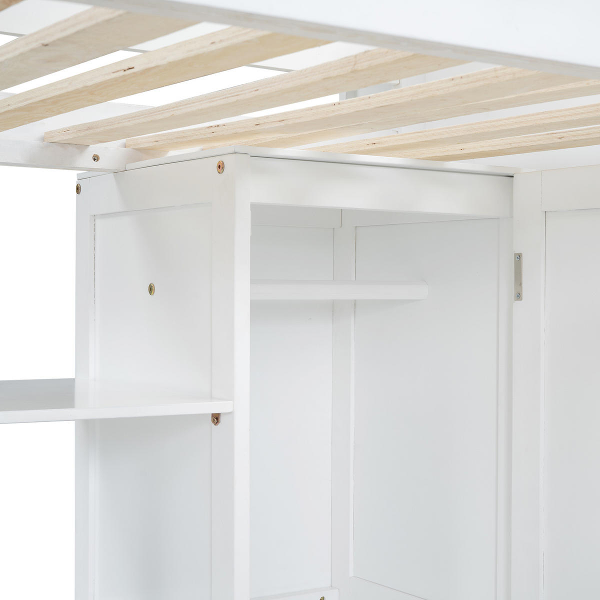 HOCHBETT 90/200 cm DE-00487, in Weiß, Tisch und Kleiderschrank - Weiß, Holz (90/200cm) - ComfortXL