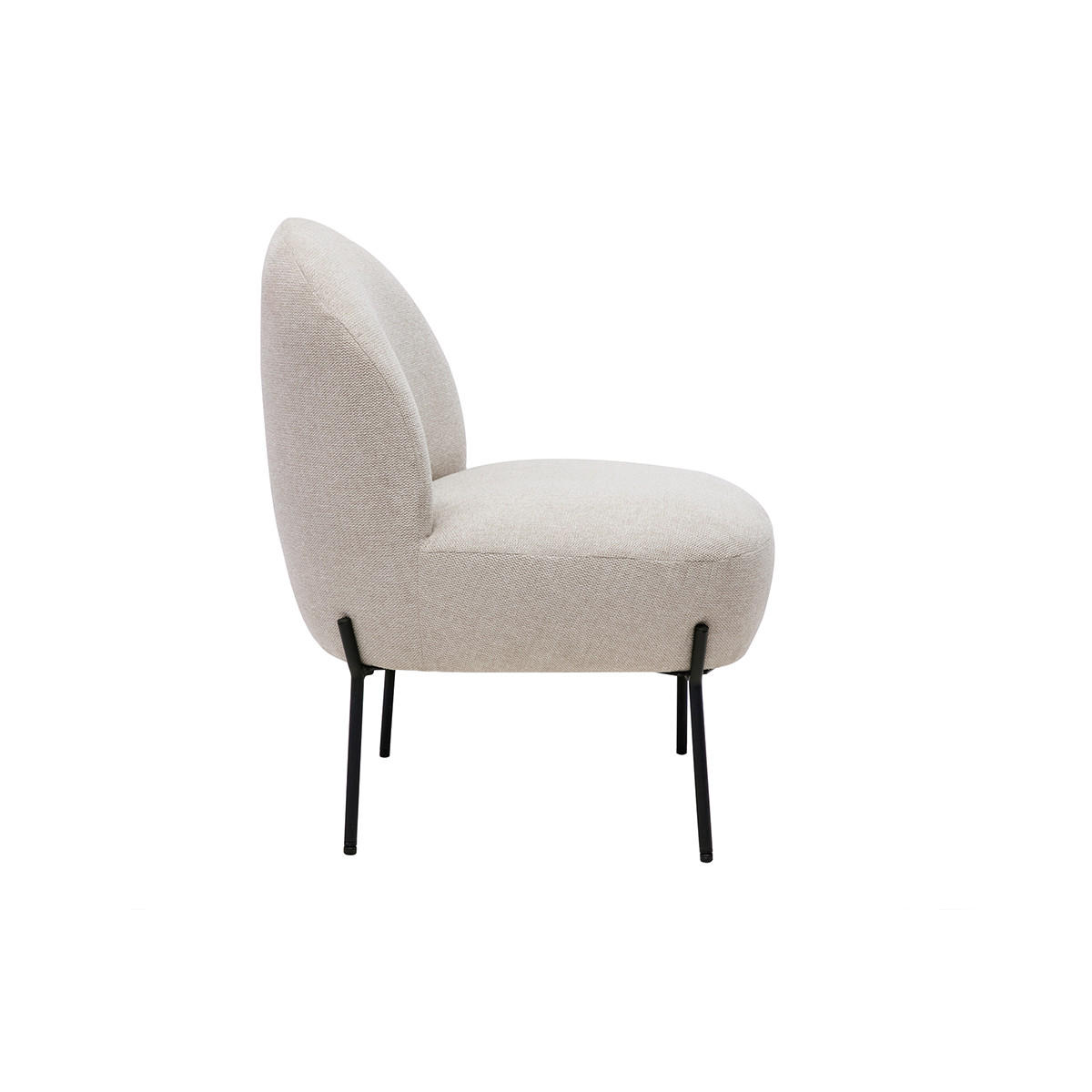 SESSEL Beiges Samtdesign Schwarzes Metall BELEY - Beige, Textil (65.5/76/60.5cm) - Miliboo