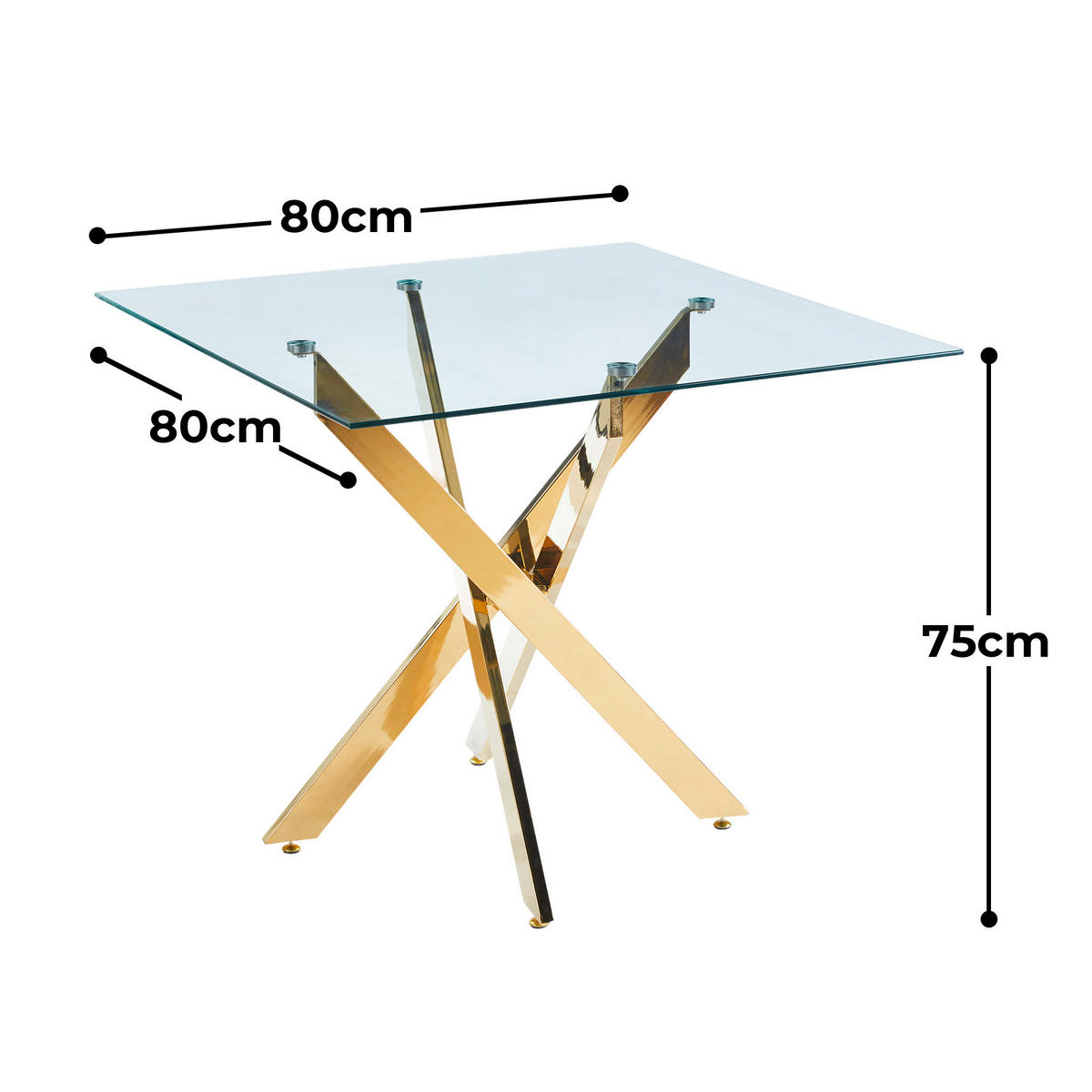 ESSGRUPPE DE-39335 5-teilig, mit 4 Samtstühlen Gold - Goldfarben, Metall (80/75/80cm) - ComfortXL