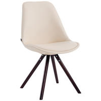 STUHL Lederlook creme - Creme/Cappuccino, Holz/Textil (48/84/56cm) - CLP