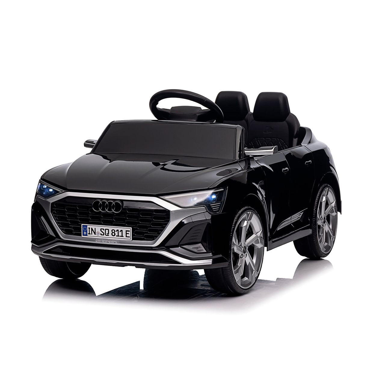 ELEKTROAUTO SUV Audi SQ8 schwarz Fernbedienung Doppelmotorantrieb Gurt - Schwarz, Kunststoff (98/58/43cm) - Chipolino