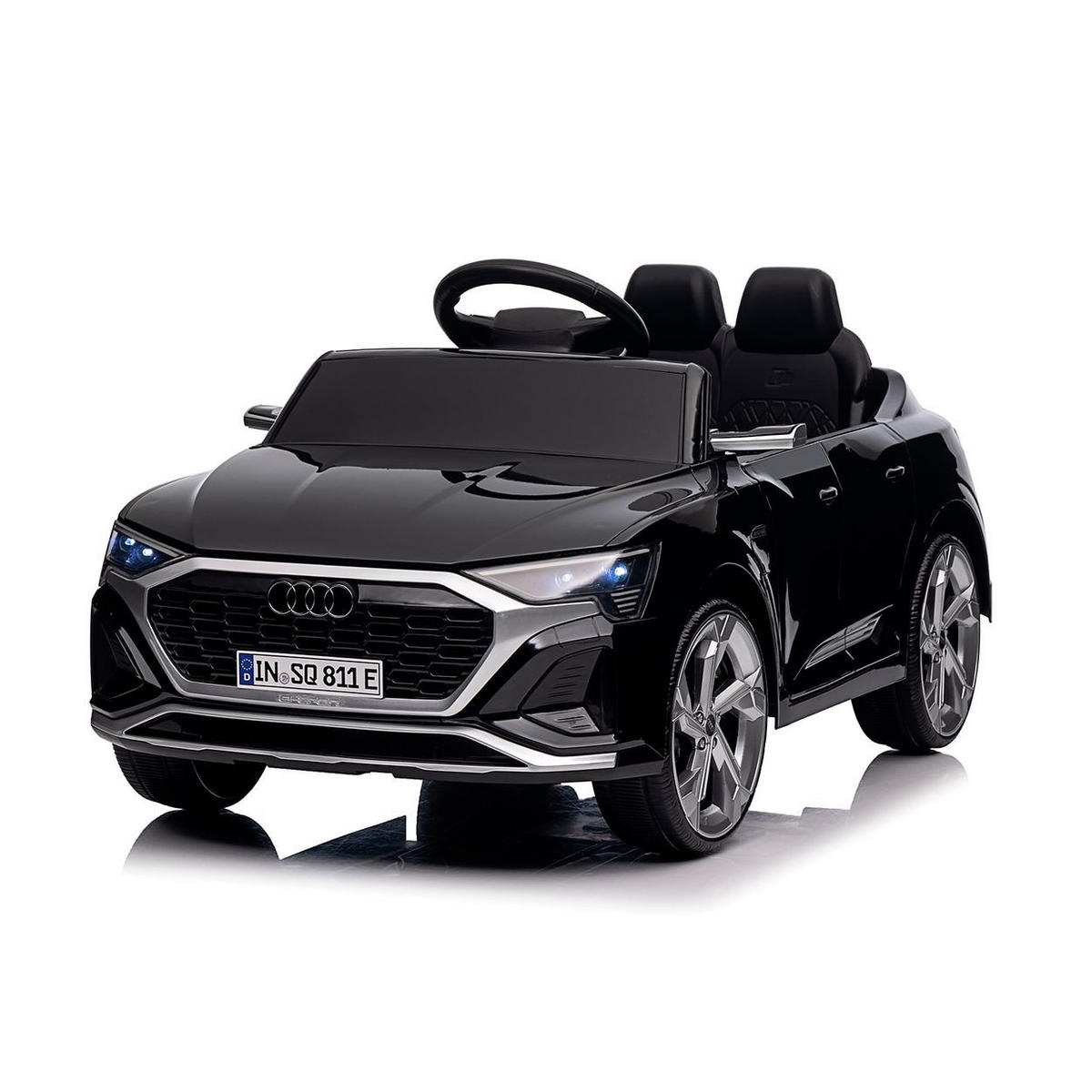 ELEKTROAUTO SUV Audi SQ8 schwarz Fernbedienung Doppelmotorantrieb Gurt - Schwarz, Kunststoff (98/58/43cm) - Chipolino