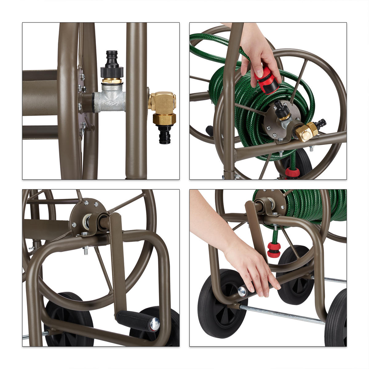 SCHLAUCHWAGEN - Braun, Kunststoff/Metall (47/80/70cm) - Relaxdays