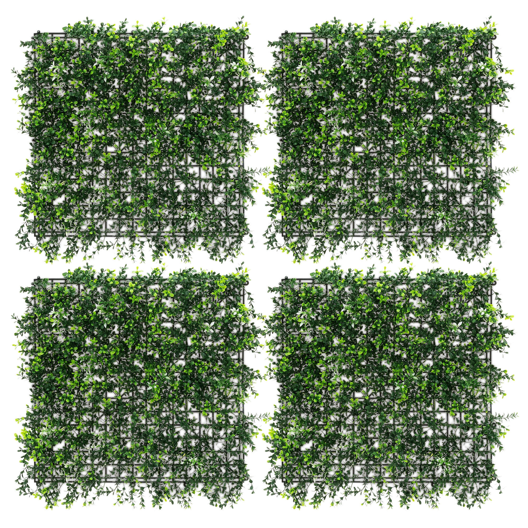 ECD-Germany UMĚLÉ rostliny, nástěnný panel, sada 4 ks, Pachysandra 50x50 cm, zelená, z plastu