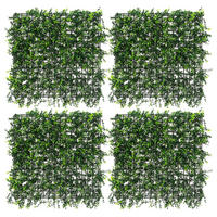 UMĚLÉ rostliny, nástěnný panel, sada 4 ks, Pachysandra 50x50 cm, zelená, z plastu - zelená barva, plast (50/50/8cm) - ECD-Germany