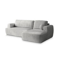ECKSOFA SENTI P R-S Hellgrau Kordstoff mit Schlaffunktion - Hellgrau, Holz (246/148cm) - MASSENO