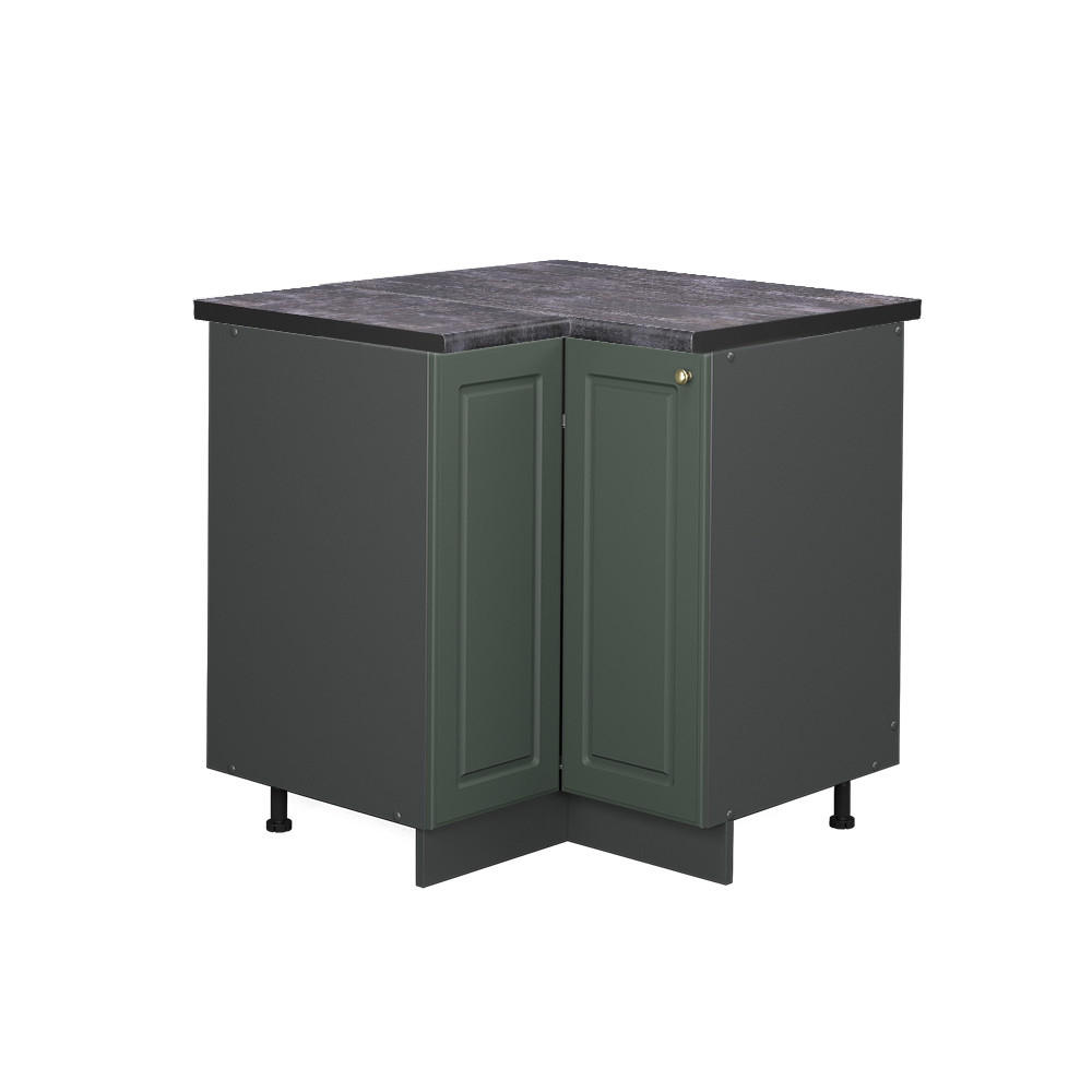 ECKUNTERSCHRANK Fame-Line Grün-Gold Landhaus 80.5 cm, AP Anthrazit - Anthrazit/Grün, Holzwerkstoff (80.5/82/60cm) - Vicco