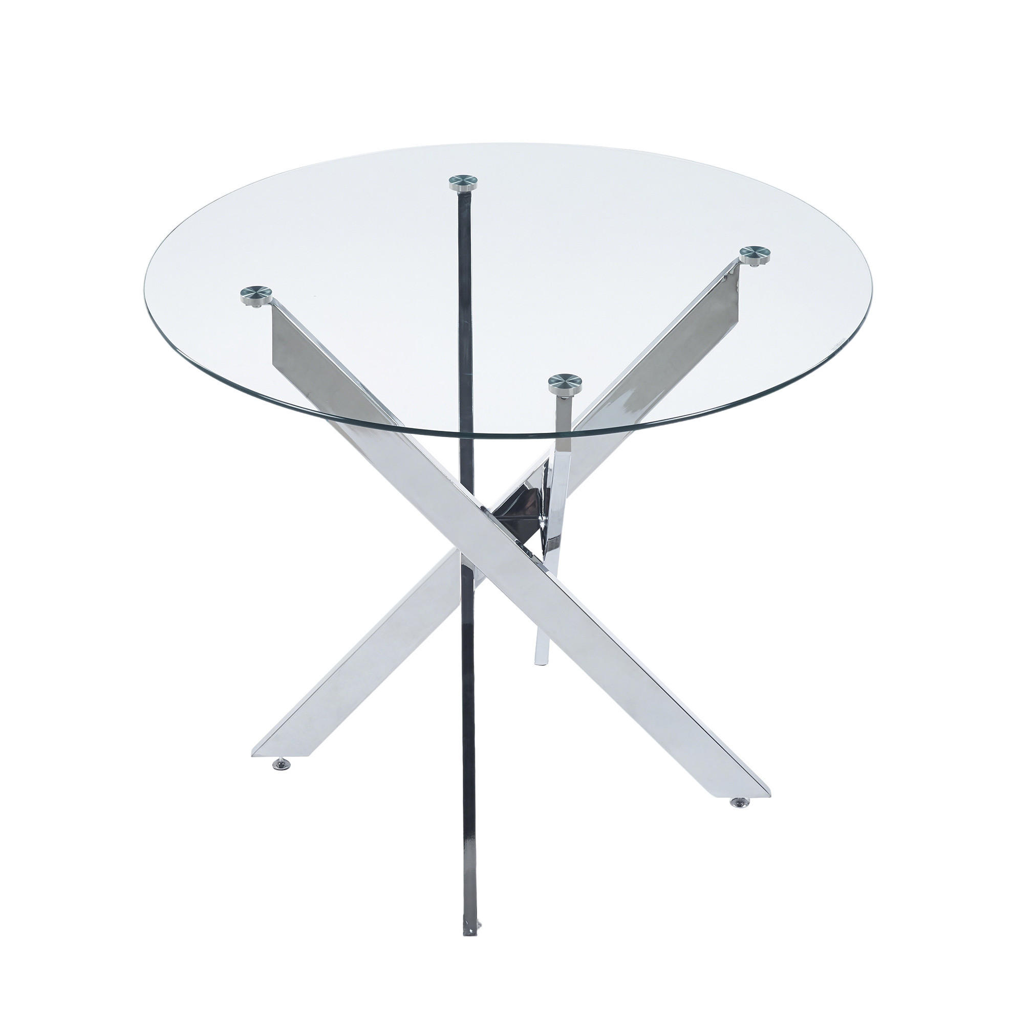 ESSTISCH 80/80/75 cm in Silber mit Glasplatte und Metallgestell - Silberfarben, Metall (80/80/75cm) - Flora Grace