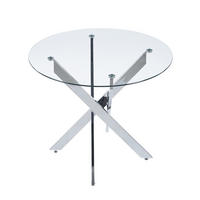 ESSTISCH 80/80/75 cm in Silber mit Glasplatte und Metallgestell - Silberfarben, Metall (80/80/75cm) - Flora Grace