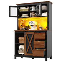 HIGHBOARD 104/180/40 cm Schwarz aus MDF, Metall und Glas mit LED-Beleuchtung - Schwarz, Glas (40/180/104cm) - OKMYHOME