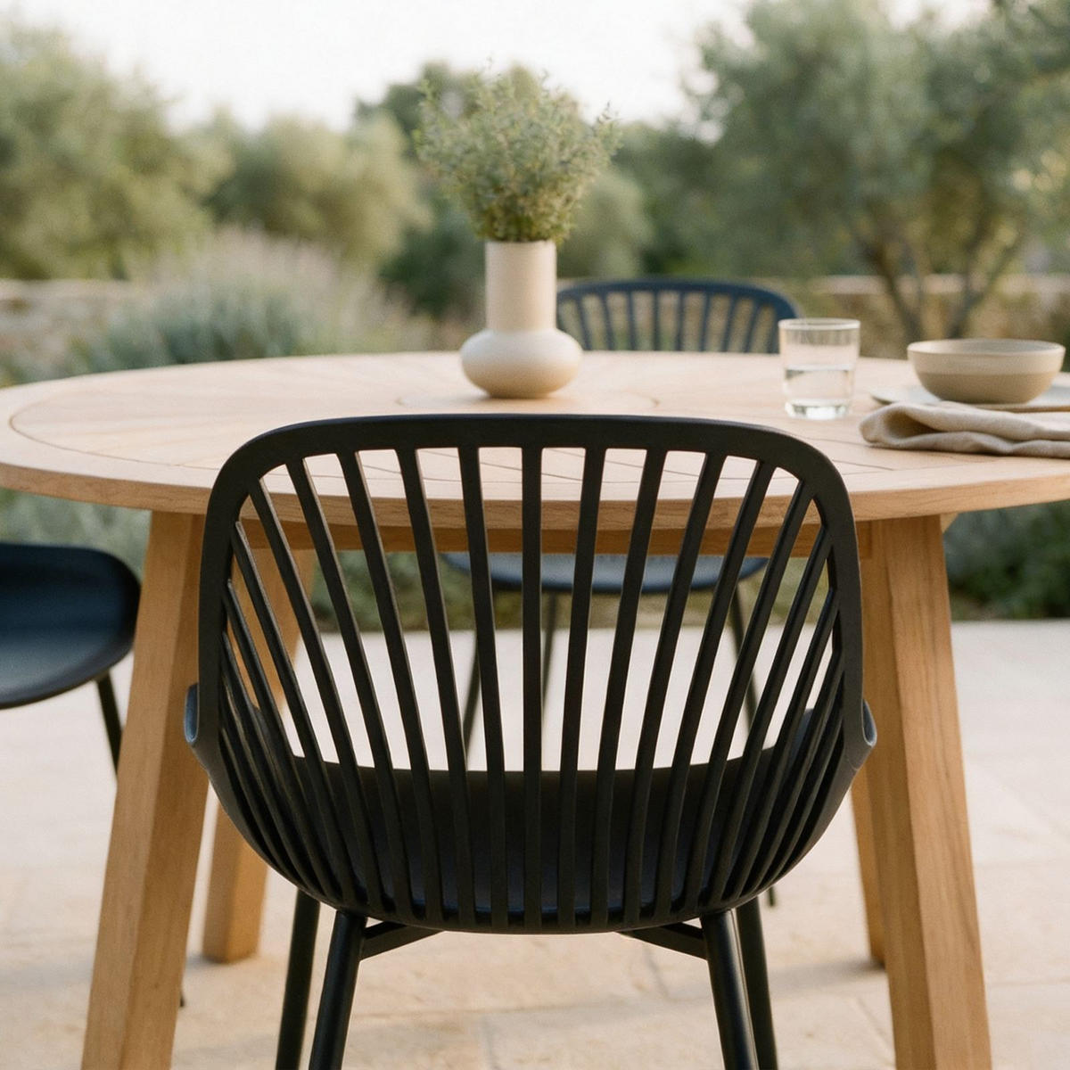 GARTENSTUHL VERDE 4er-Set schwarz - Schwarz, Textil (50/82/57cm) - IDIMEX